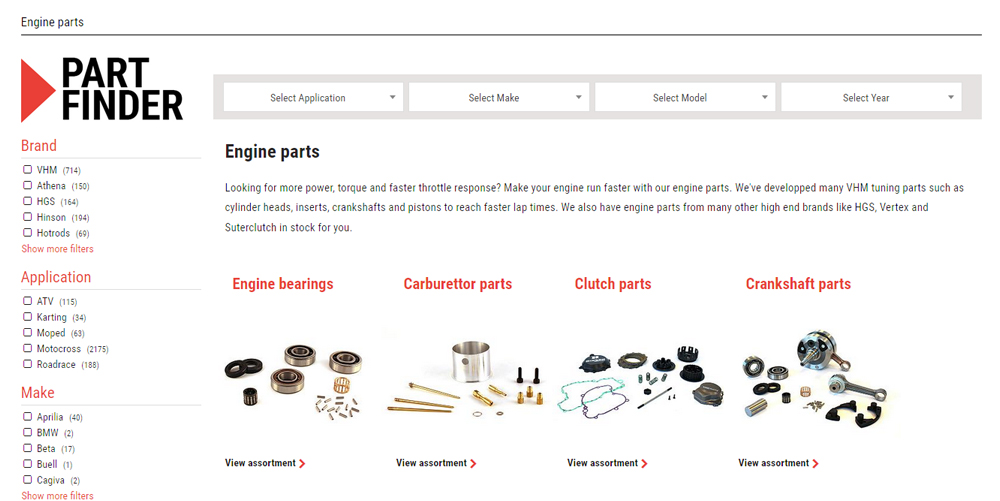 VHM part finder in de webshop
